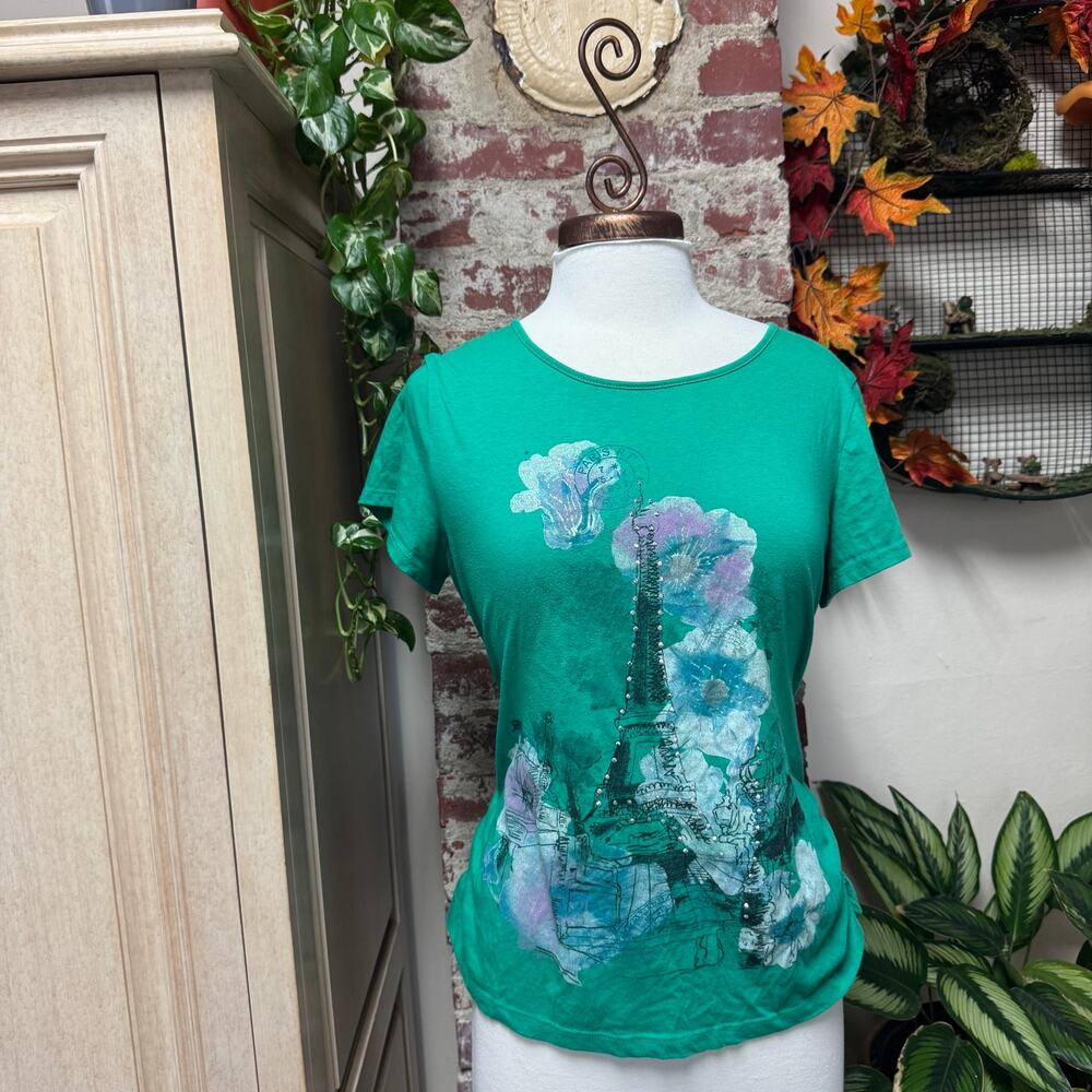 Y2K Style Rhinestone Graphic Tee Large